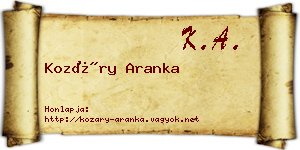 Kozáry Aranka névjegykártya